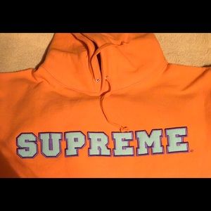 Supreme Cord Collegiate Logo Hoodie Orange Large